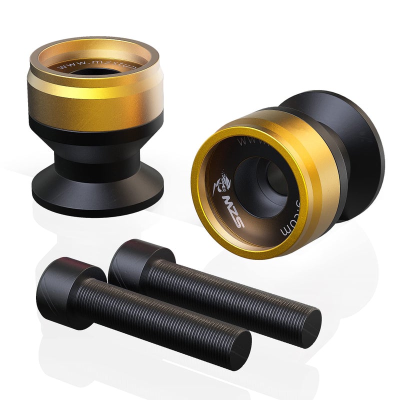 MZS 6MM Swingarm Spools Sliders Stand CNC Universal M6 Gold Compatible with YZF R1 R3 R6 R6S YZF600R FZ1 FZ6 FZ6R FZ8 FJ09 FZ09 FZ10 MT09 MT10 XSR900 FJR1300 â€‹XTZ1200 â€‹RSV4 821 899 959 - Image 1